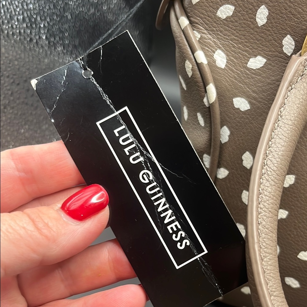 Lulu Guinness Brown and White Polka Dot Satchel - Picture 2 of 9